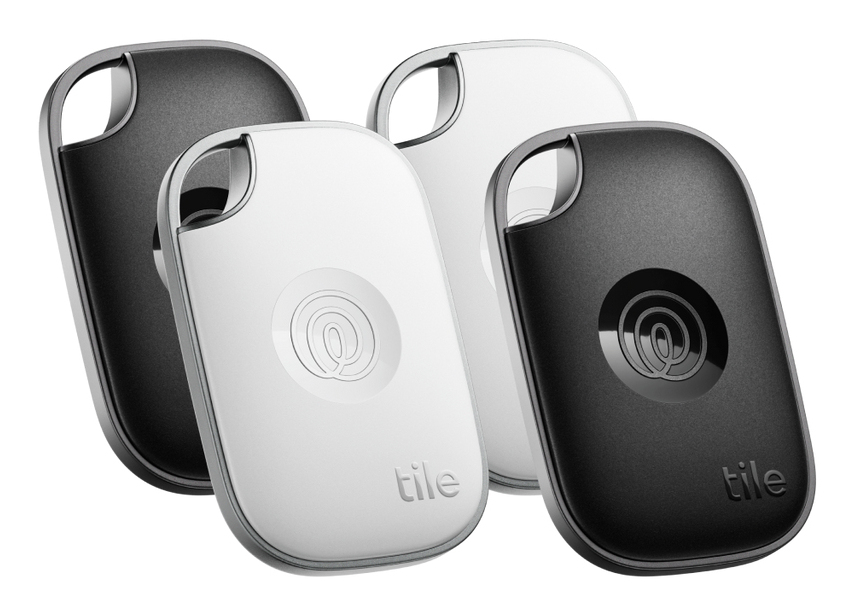 Tile by Life360 Pro Bluetooth Tracker 4-Pack BLACK & WHITE : 2 BLACK / 2 WHITE, Keys Finder / Item Locator, iOS / Android Compatible, IP68 Water Resistant, Up to 500ft./150m Bluetooth Range