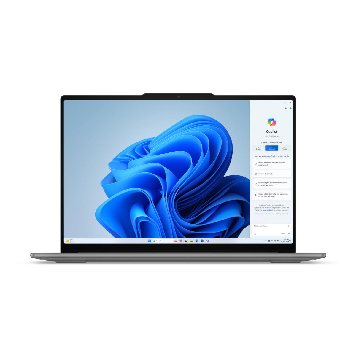 Lenovo YOGA Slim 7i Aura Edition Core™ Ultra 7 Series 2 Evo Edition Copilot+ PC 1TB SSD 32GB 15.3” (2880x1800) TOUCHSCREEN WIN11 LUNA GREY Backlit Keyboard - Image 2
