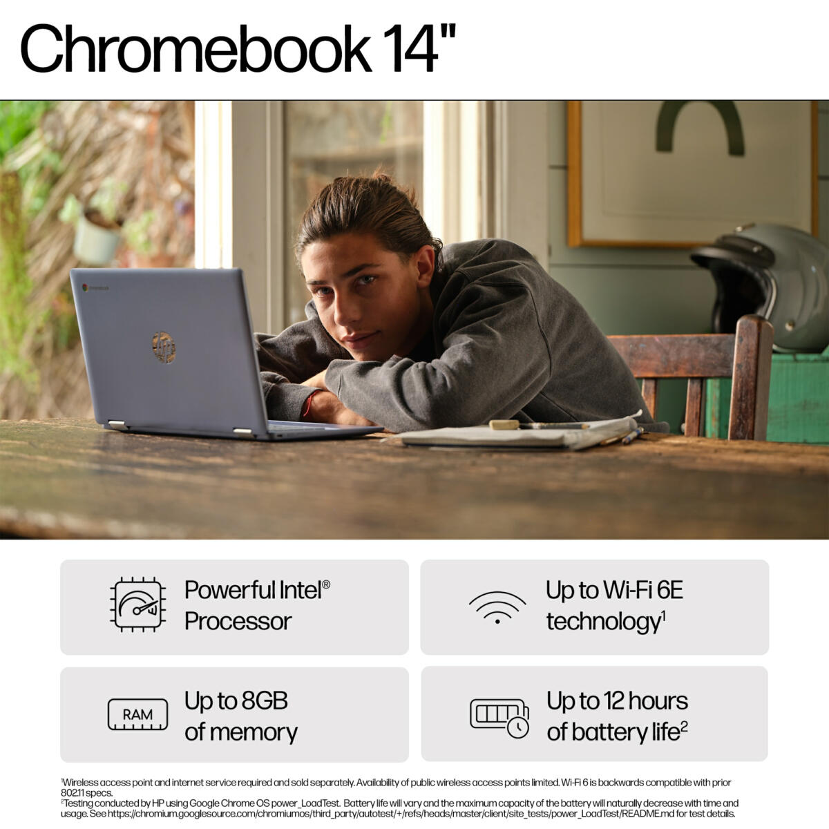 HP Chromebook 14A-NF0131 Intel® N200 128GB UFS 4GB 14"(1366x768) ChromeOS GLACIER SILVER - Image 5
