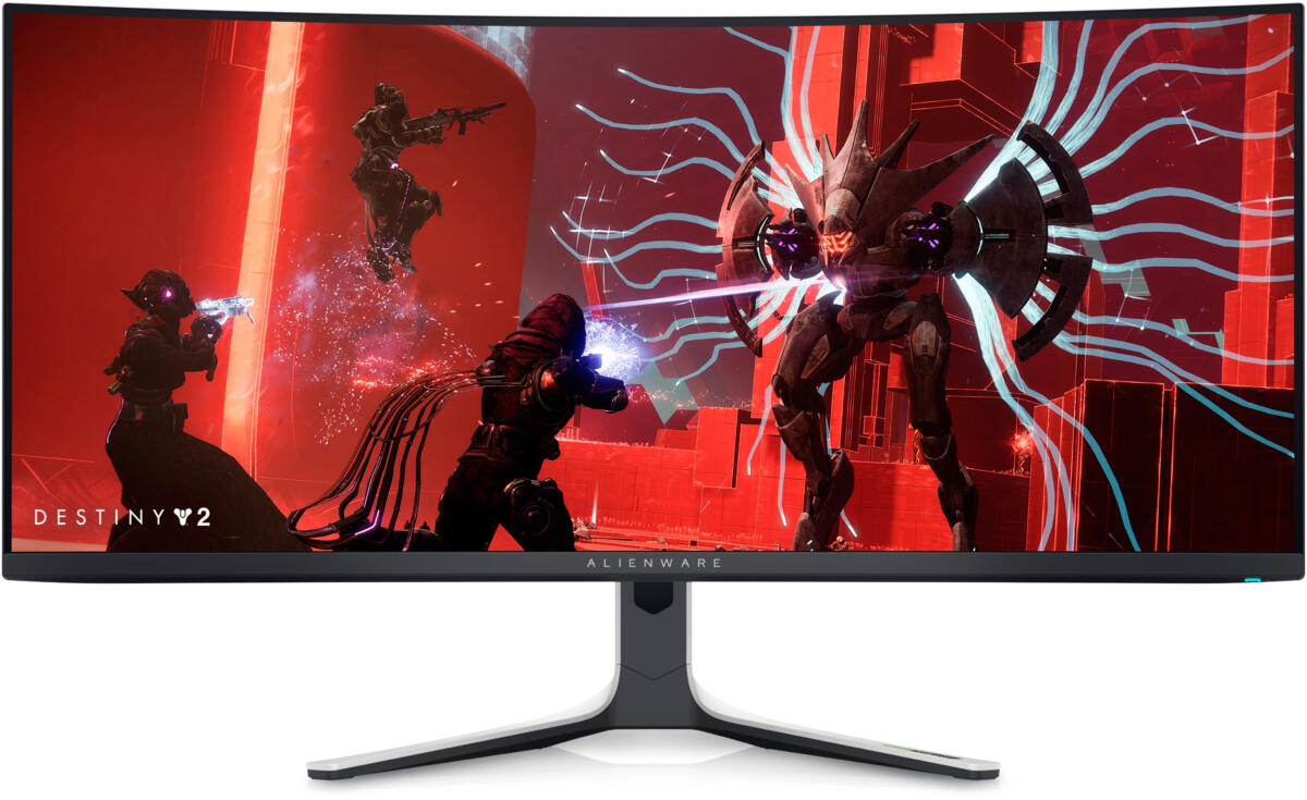 Dell Alienware 34" AW3423DW Curved QD-OLED GAMING Monitor 34.18" WQHD (3440x1440) 175Hz 0.1ms (GtG) 1800R NVIDIA G-Sync HDR 1000 cd/m² 2xHDMI 2.0 1xDP 1.4 5xUSB 3.2 C100~240V, 50-60Hz 21:9 Adjustable Stand WHITE
