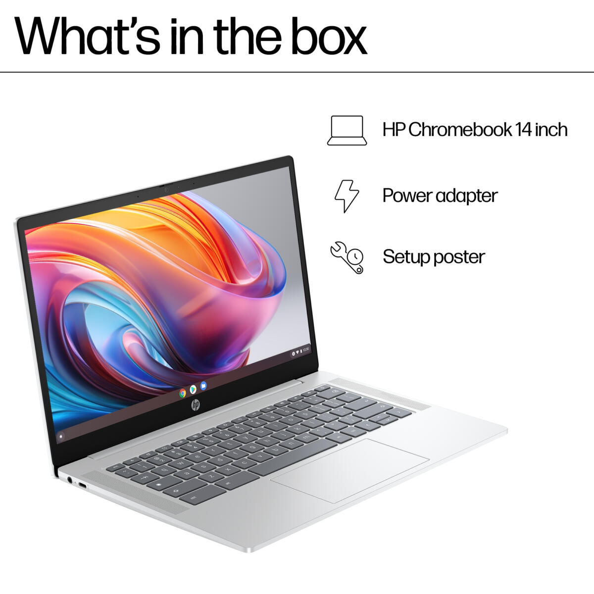 HP Chromebook 14A-NF0131 Intel® N200 128GB UFS 4GB 14"(1366x768) ChromeOS GLACIER SILVER - Image 7