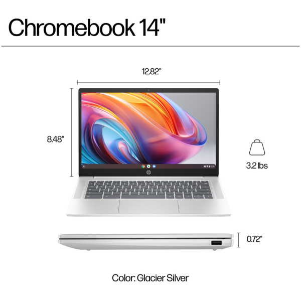 HP Chromebook 14A-NF0202 Intel® N100 128GB USF 4GB 14" (1366x768) TOUCHSCREEN ChromeOS SKY BLUE Backlit Keyboard - Image 4