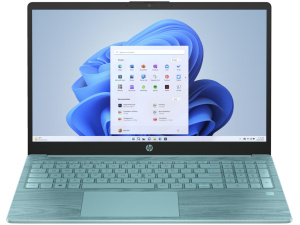 HP 15-FD0630DS Celeron® N100128GB SSD 4GB 15.6" (1366x768) TOUCHSCREEN WIN11 SEAFOAM TEAL Backlit Keyboard 0.73" thin, 3.5 lbs.