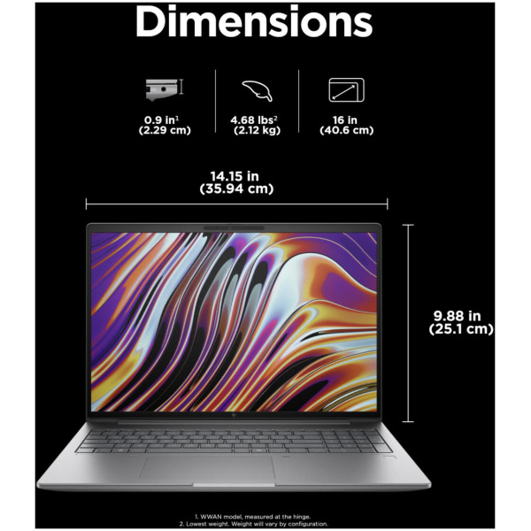HP ZBook POWER G11 MOBILE WORKSTATION Core™ Ultra 7 165H 1TB SSD 64GB 16" (2560x1600) WQXGA WIN11 NVIDIA® RTX 3000 8192MB GREY Backlit Keyboard FP Reader - Image 6