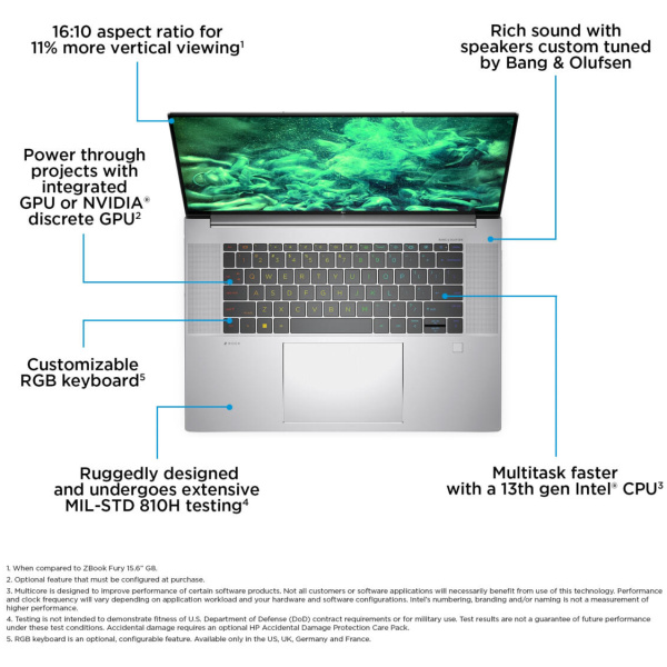 HP ZBook Studio G10 MOBILE WORKSTATION Core™ i7-13700H 1TB SSD 16GB 16" (1920x1200) WIN11 Pro NVIDIA® A1000 6144MB Backlit Keyboard FP Reader - Image 4