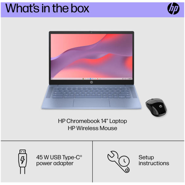 HP Chromebook 14A-NF0202 Intel® N100 128GB USF 4GB 14" (1366x768) TOUCHSCREEN ChromeOS SKY BLUE Backlit Keyboard - Image 6