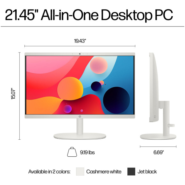 HP 22-DG0013 ALL-IN-ONE Pentium® Silver J5040 128GB SSD 8GB 21.45" (1920x1080) WIN11 S Keyboard Mouse BLACK - Image 6