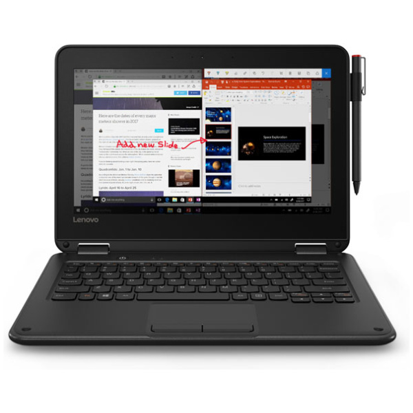 Lenovo 300e WINBOOK 2-IN-1 Celeron® Quad-Core N3450 128GB SSD 4GB 11.6" (1366x768) IPS TOUCHSCREEN WIN10 Pro BLACK