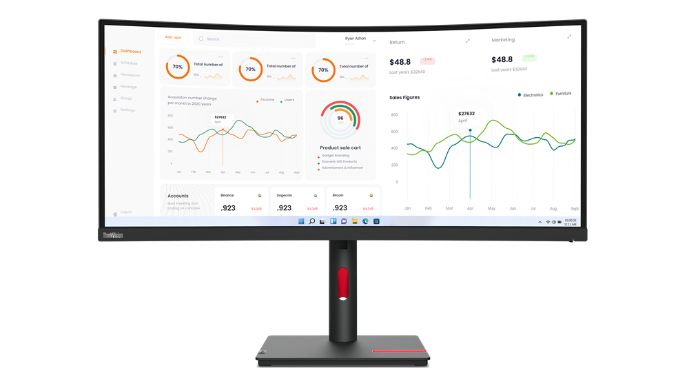 Lenovo ThinkVision T34w-30 34" (3440x1440) 4ms RAVEN BLACK Monitor