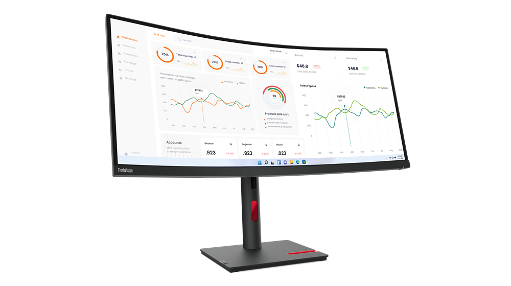 Lenovo ThinkVision T34w-30 34" (3440x1440) 4ms RAVEN BLACK Monitor - Image 2