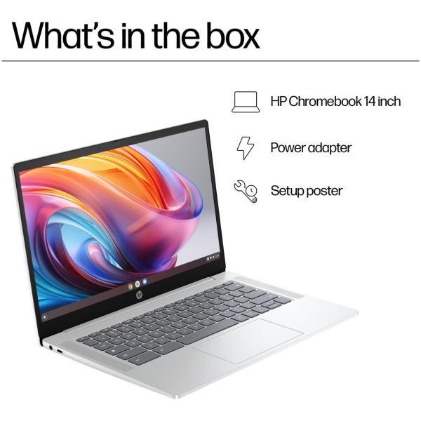 HP Chromebook 14A-NF0131 Intel® N200 128GB UFS 4GB 14"(1366x768) ChromeOS GLACIER SILVER - Image 7