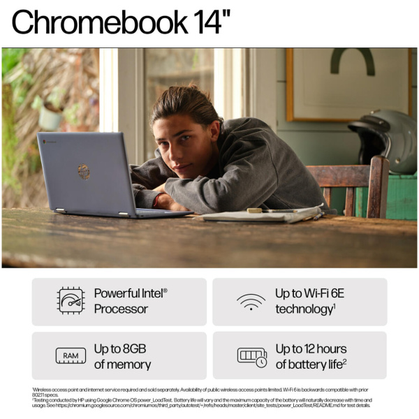 HP Chromebook 14A-NF0101 Intel® N100 128GB UFS 4GB 14" (1366x768) Chrome OS - Image 4