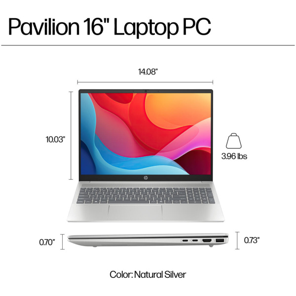 HP Pavilion 16-AG0070 Ryzen™ 7 8840HS 512G 8GB 16" WUXGA (1920x1200) WIN11 NATURAL SILVER Backlit Keyboard - Image 7