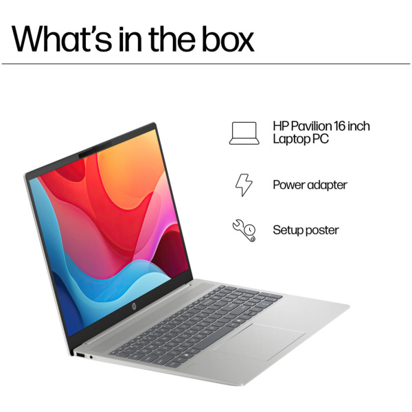 HP Pavilion 16-AG0070 Ryzen™ 7 8840HS 512G 8GB 16" WUXGA (1920x1200) WIN11 NATURAL SILVER Backlit Keyboard - Image 6