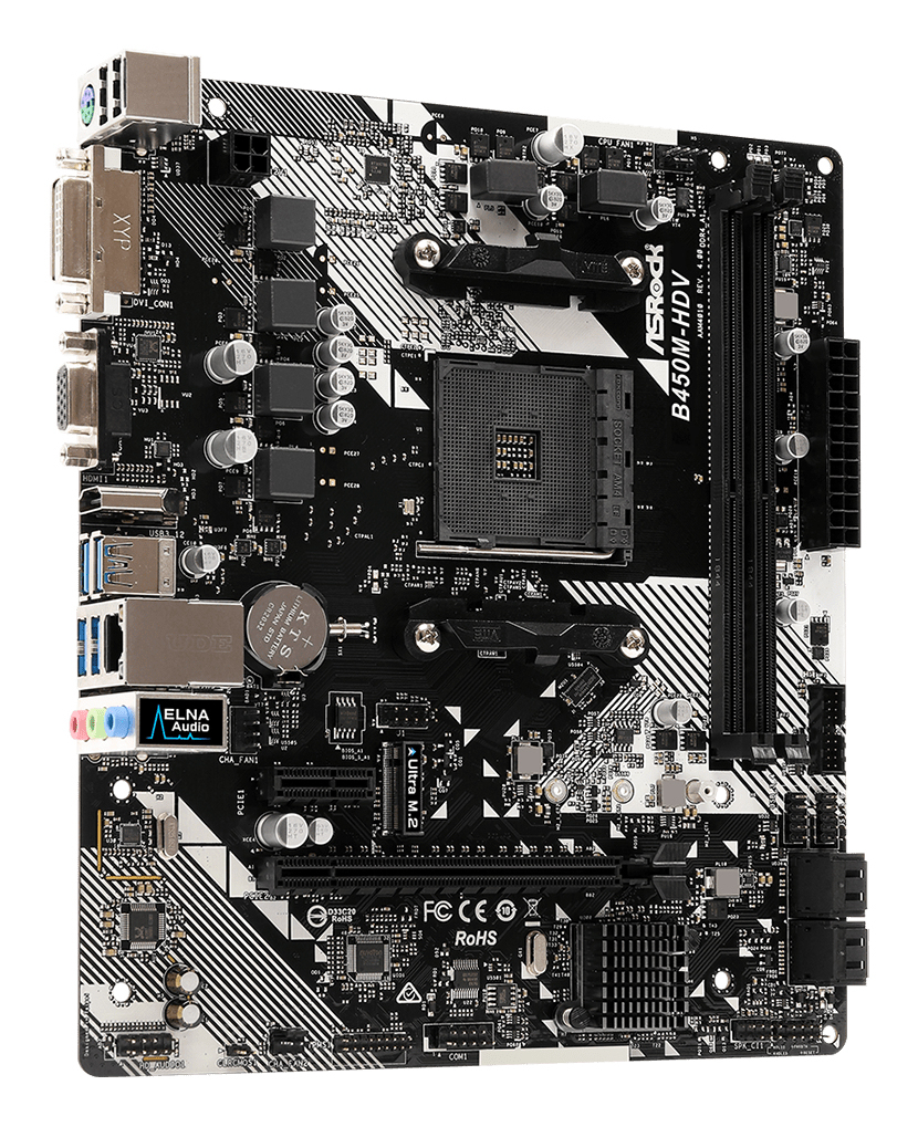 ASRock B450M-HDV R4.0 AMD B450 AM4 Socket Ryzen 2000 - 5000 Processors DDR4 3200 64GB HDMI DVI-D D-Sub Motherboard SATA 6Gb/s Micro ATX M.2 - Image 4