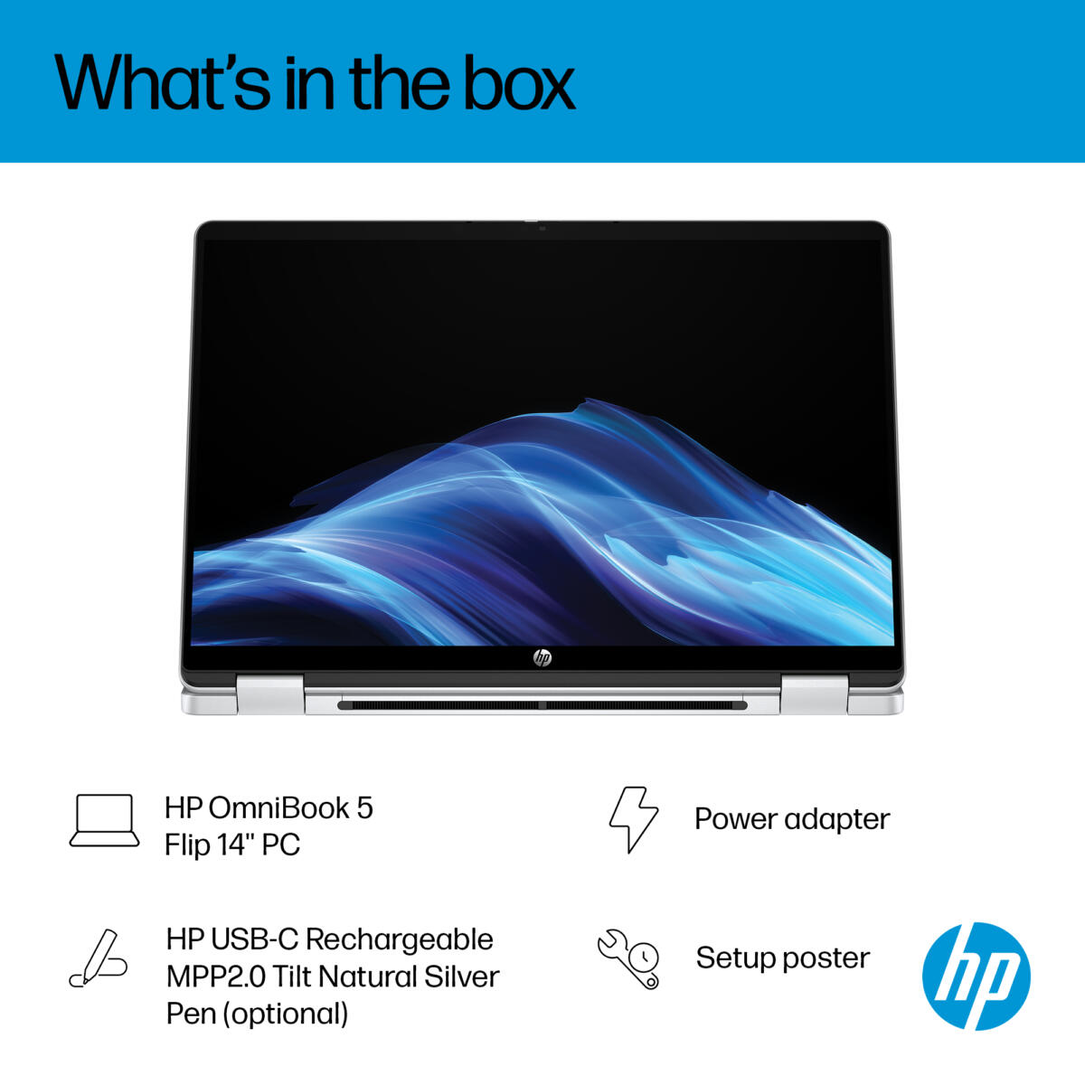 HP OmniBook 5 Flip 14-FP0013 Core™ 5 120U 512GB SSD 8GB 14" (1920x1200) TOUCHSCREEN WIN11 GLACIER SILVER Backlit Keyboard - Image 2