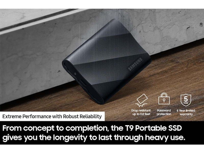 Samsung T9 Portable SSD 4TB USB 3.2 Gen2x2 EXTERNAL SSD BLACK - Image 5
