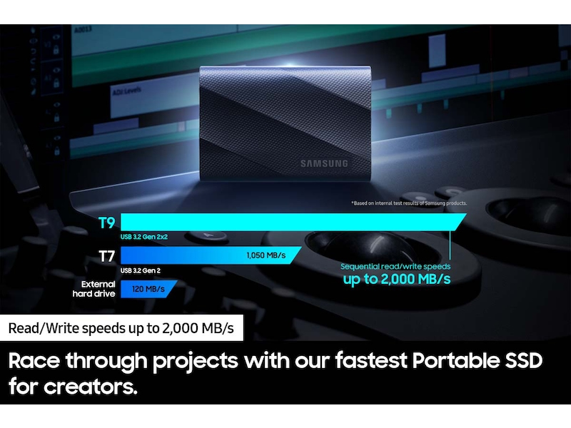 Samsung T9 Portable SSD 4TB USB 3.2 Gen2x2 EXTERNAL SSD BLACK - Image 2