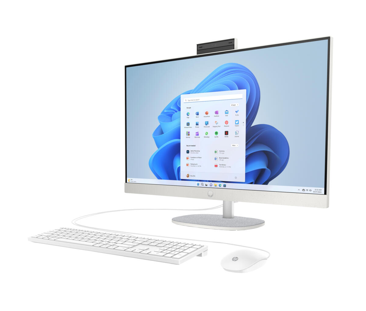 HP 27-CR0160 ALL-IN-ONE AMD Ryzen™ 5 7520U 512GB SSD 8GB 27" (1920x1080) TOUCHSCREEN WIN11 SHELL WHITE Wireless Keyboard Mouse US Sales Only - Image 4