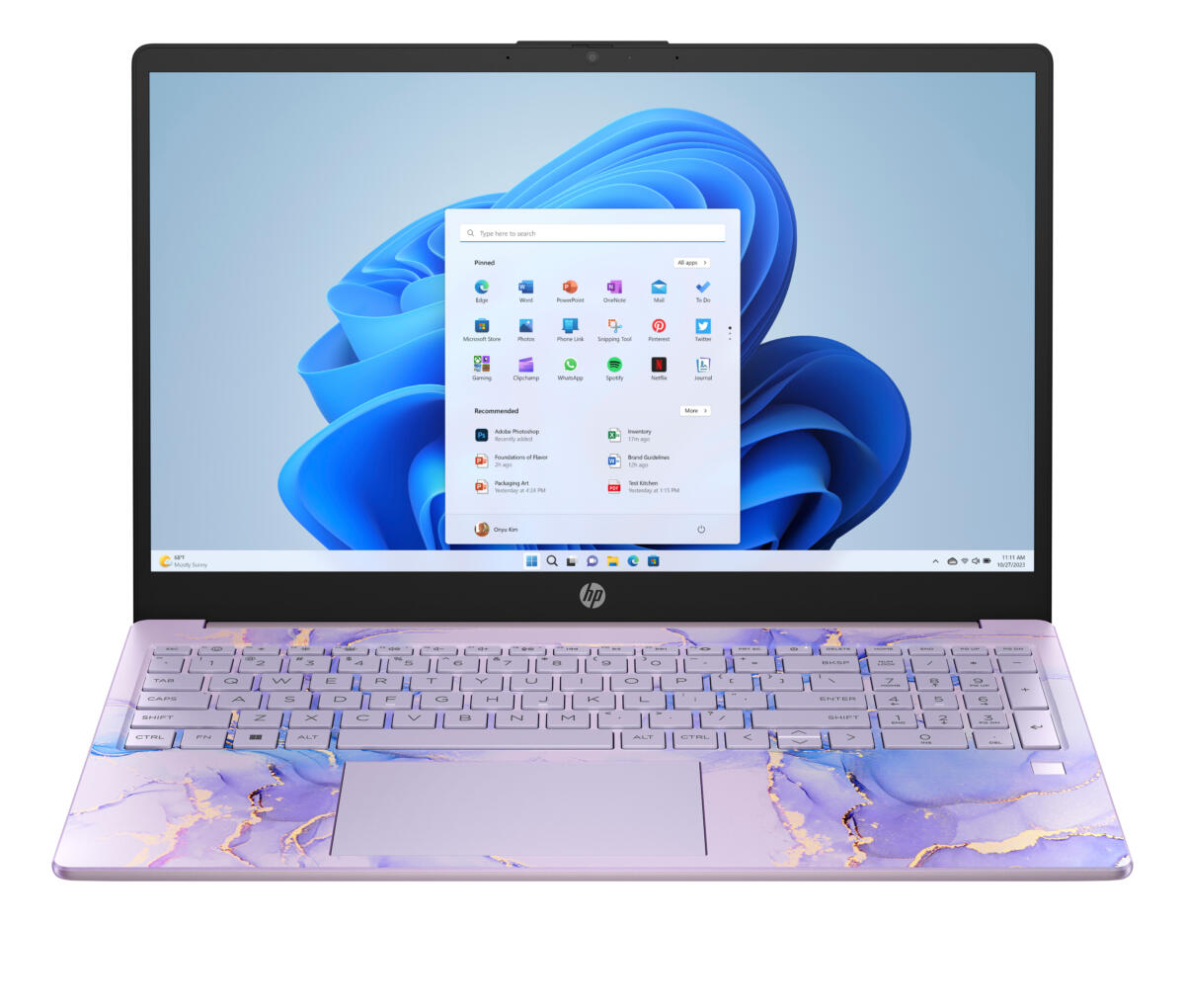 HP 15-FC0133 AMD Athlon™ Silver 7120U 128GB SSD 4GB 15.6" (1366x768) TOUCHSCREEN WIN11 WINTER LAVENDAR Backlit Keyboard FP Reader US Sales Only