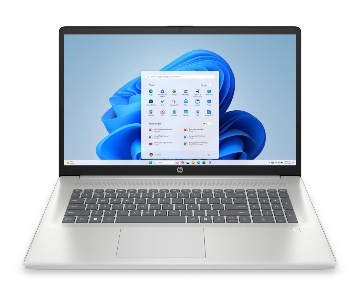 HP 17-CN5037NR Core™ Ultra 7 255U 256GB SSD 16GB 17.3" (1920x1080) WIN11 NATURAL SILVER Backlit Keyboard
