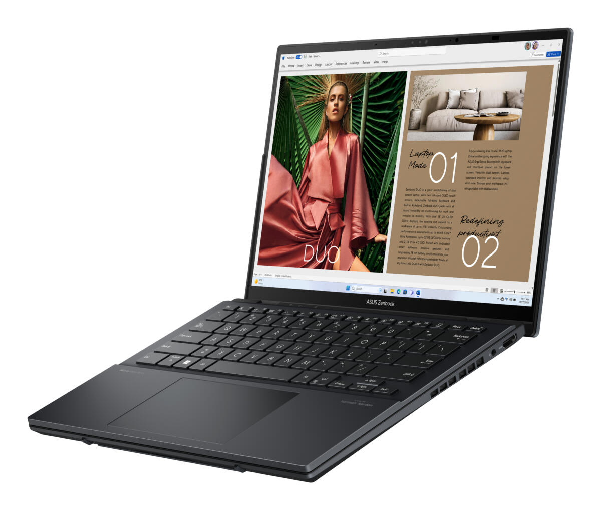 Asus Zenbook DUO UX8406MA-SH96T Core™ Ultra 9 185H 1TB SSD 16GB 14" DUAL WUXGA (1920x1200) TOUCHSCREENS OLED WIN11 INKWELL GRAY Detachable Keyboard - Image 4