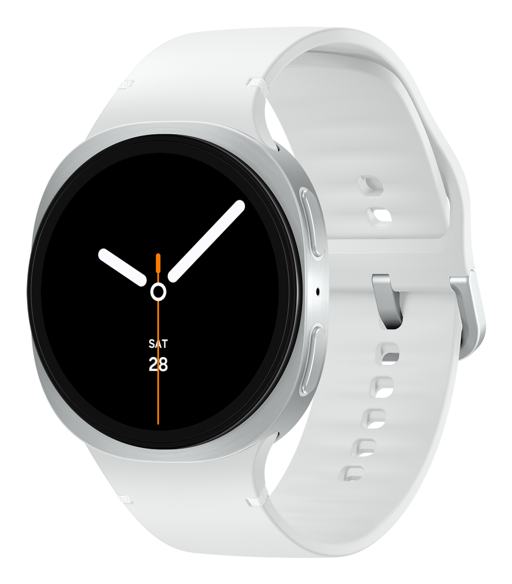 Samsung Galaxy Watch8 44mm SILVER Aluminum Smartwatch WHITE Sport Band M/L : 802.11n / Bluetooth 5.3, Super AMOLED, 1.47" (480x480), 32GB Storage