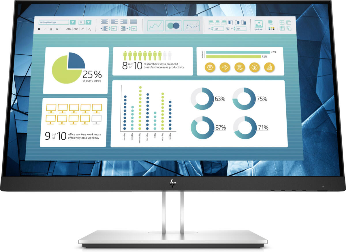 HP E22 G4 22" (1920x1080) 5ms 250 cd/m² HDMI DP VGA USB3.0 IPS Adjustable Stand Monitor BLACK - Image 2