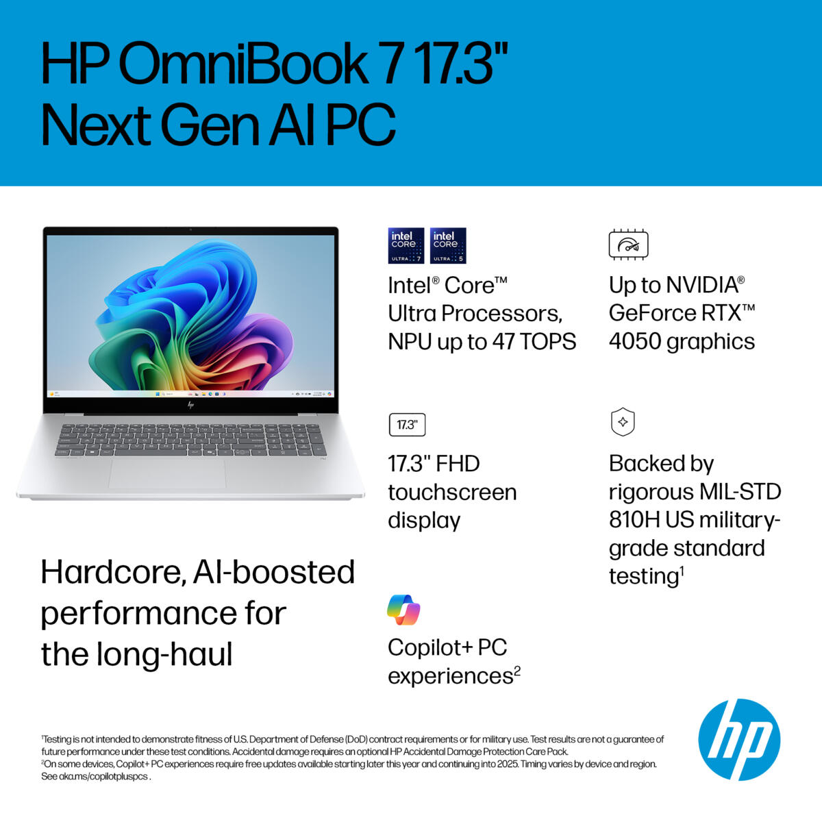 HP OmniBook 7 17-DC0373 Core™ Ultra 7 258V 1TB SSD 32GB 17.3" (1920x1080) TOUCHSCREEN WIN11 SILVER Backlit Keyboard US Sales Only - Image 4
