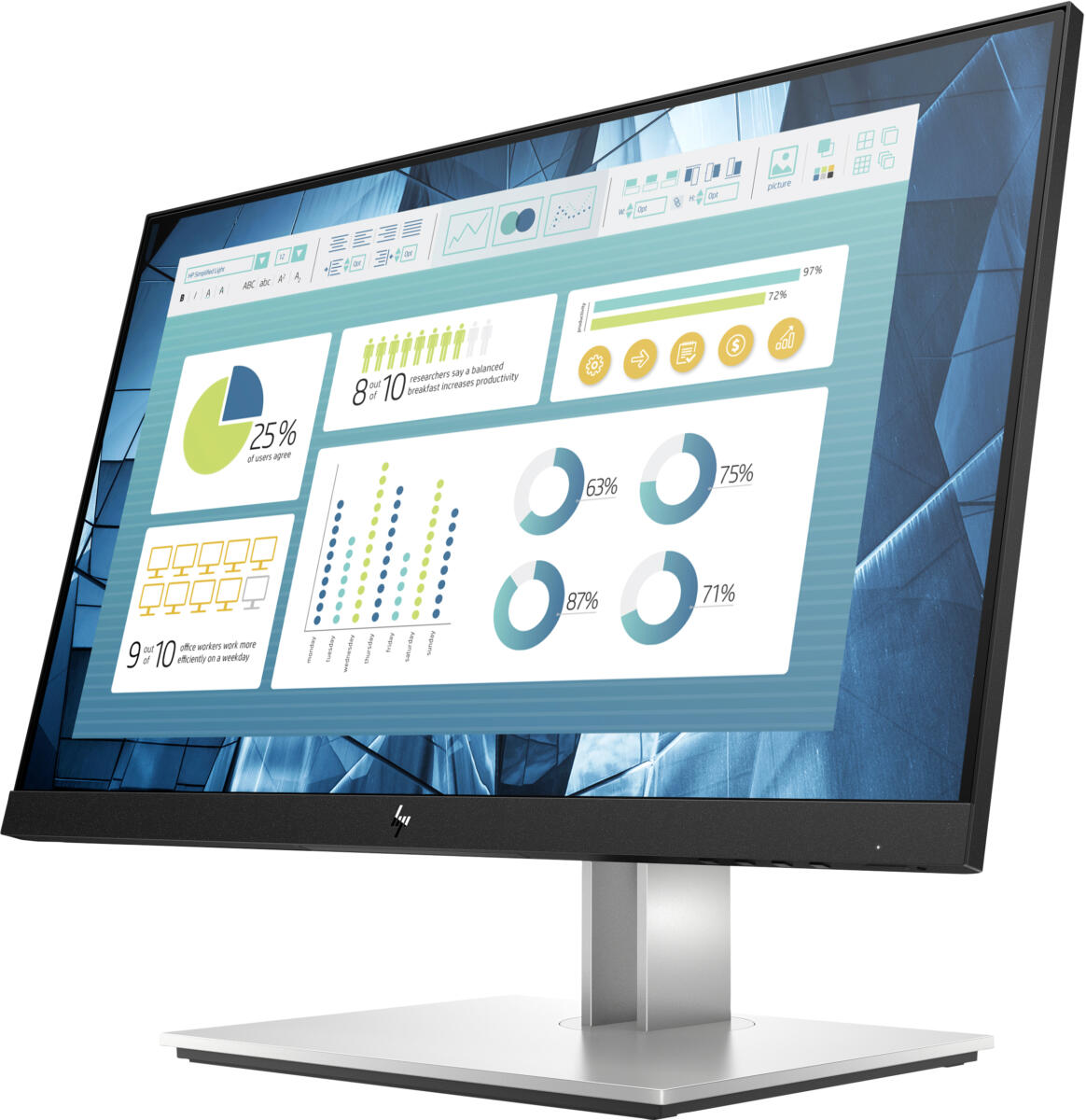 HP E22 G4 22" (1920x1080) 5ms 250 cd/m² HDMI DP VGA USB3.0 IPS Adjustable Stand Monitor BLACK - Image 3