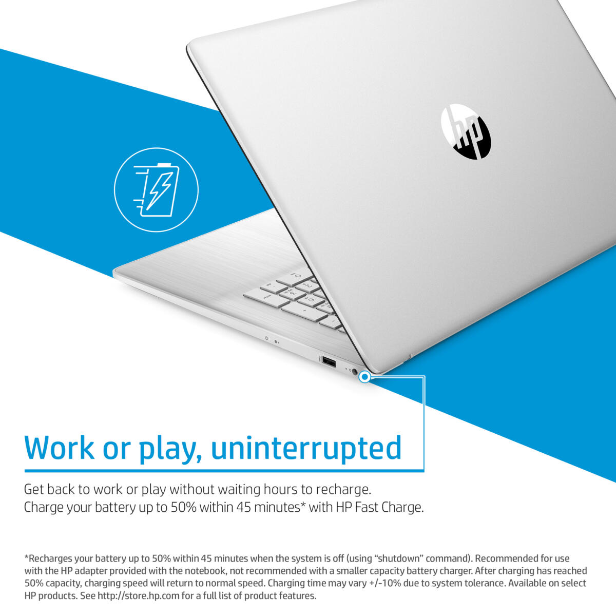 HP 17-CP2025 AMD Ryzen™ 5 7520U 512GB SSD 8GB 17.3" (1920x1080) IPS WIN11 NATURAL SILVER - Image 6