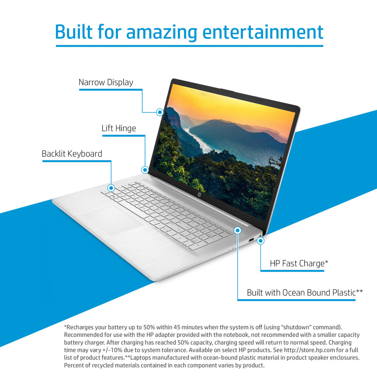 HP 17-CP3155 AMD Ryzen™ 5 7430U 1TB SSD 16GB 17.3" (1600x900) TOUCHSCREEN WIN11 NATURAL SILVER - Image 6