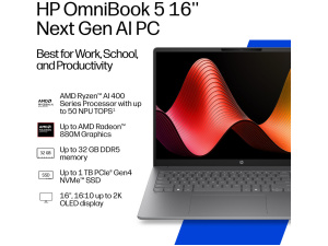 HP OmniBook 5 16-CG0775 AMD Ryzen™ AI 7 445 1TB SSD 24GB 16" (1920x1200) TOUCHSCREEN WIN11 GLACIER SILVER Backlit Keyboard