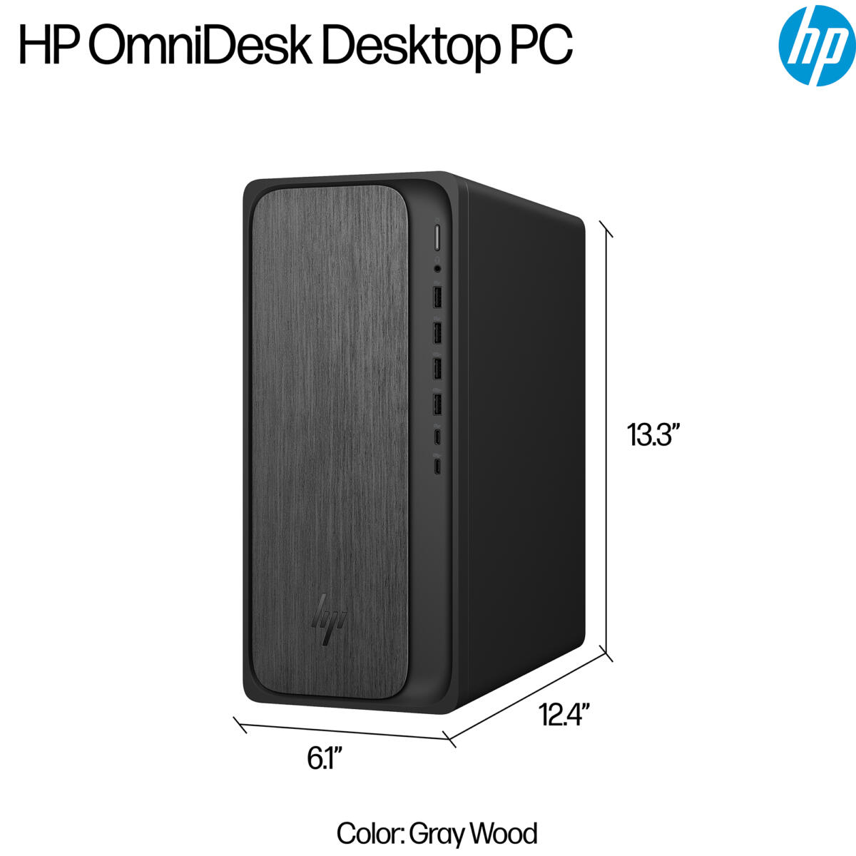 HP OMNIDESK M02-0095M TOWER AMD Ryzen™ 7 8700G2TB SSD 16GB WIN11 NVIDIA® RTX 3050 GB GRAY WOOD Wireless Keyboard Mouse US Sales Only - Image 4