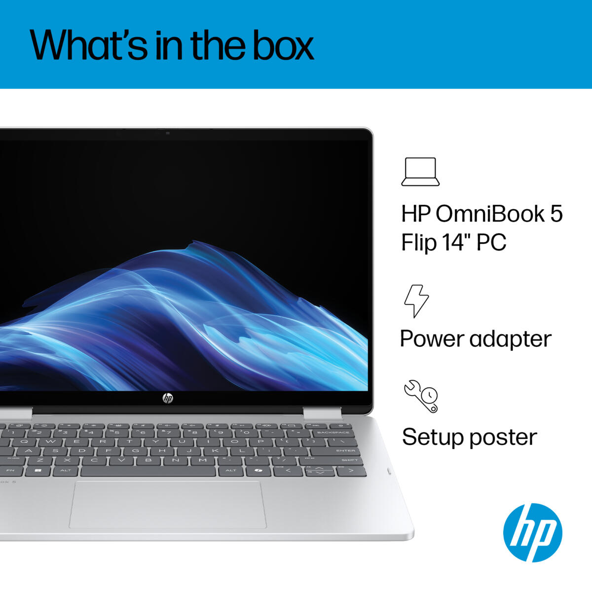 HP OMNI BOOK 5 FLIP 14-FP0057NR 2-IN-1 Core™ 5 120U 256GB SSD 8GB 14" WUXGA (1920x1200) TOUCHSCREEN WIN11 GLACIER SILVER Backlit Keyboard 0.7" thin, 3.3 lbs. US Sales Only - Image 5