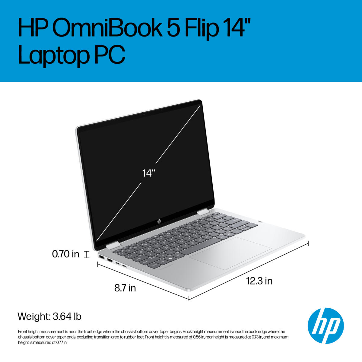 HP OMNI BOOK 5 FLIP 14-FP0057NR 2-IN-1 Core™ 5 120U 256GB SSD 8GB 14" WUXGA (1920x1200) TOUCHSCREEN WIN11 GLACIER SILVER Backlit Keyboard 0.7" thin, 3.3 lbs. US Sales Only - Image 6