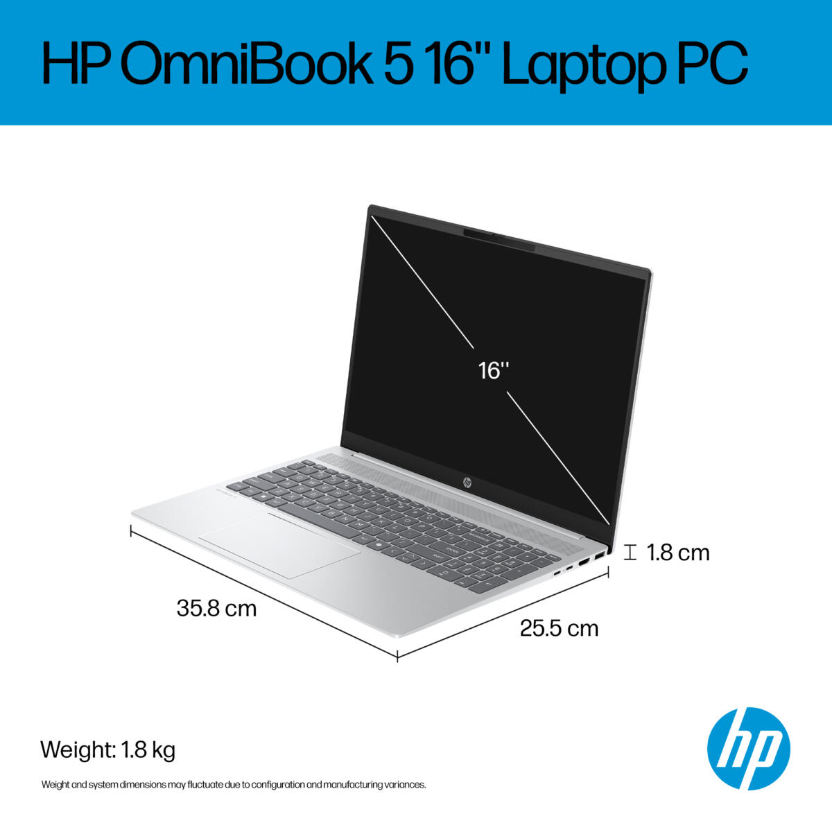 HP OmniBook 5 16-BC1052 Ryzen™ 5 8540U 512GB SSD 8GB 16" WUXGA (1920x1200) WIN11 IR Webcam GLACIER SILVER Backlit Keyboard - Image 7