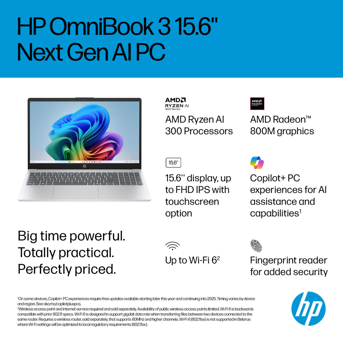 HP OmniBook 3 15-FN0087 Ryzen™ AI 7 350 1TB SSD 16GB 15.6" (1920x1080) TOUCHSCREEN WIN11 GLACIER SILVER Backlit Keyboard FP Reader US Sales Only - Image 4
