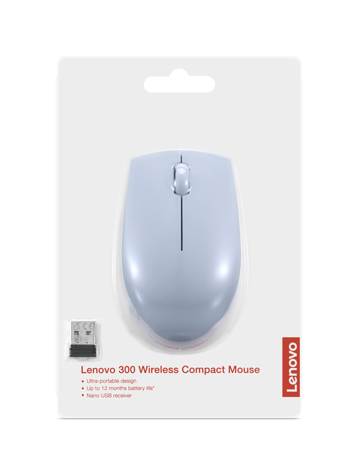 Lenovo 300 Wireless Compact Mouse w/Battery FROST BLUE - Image 6