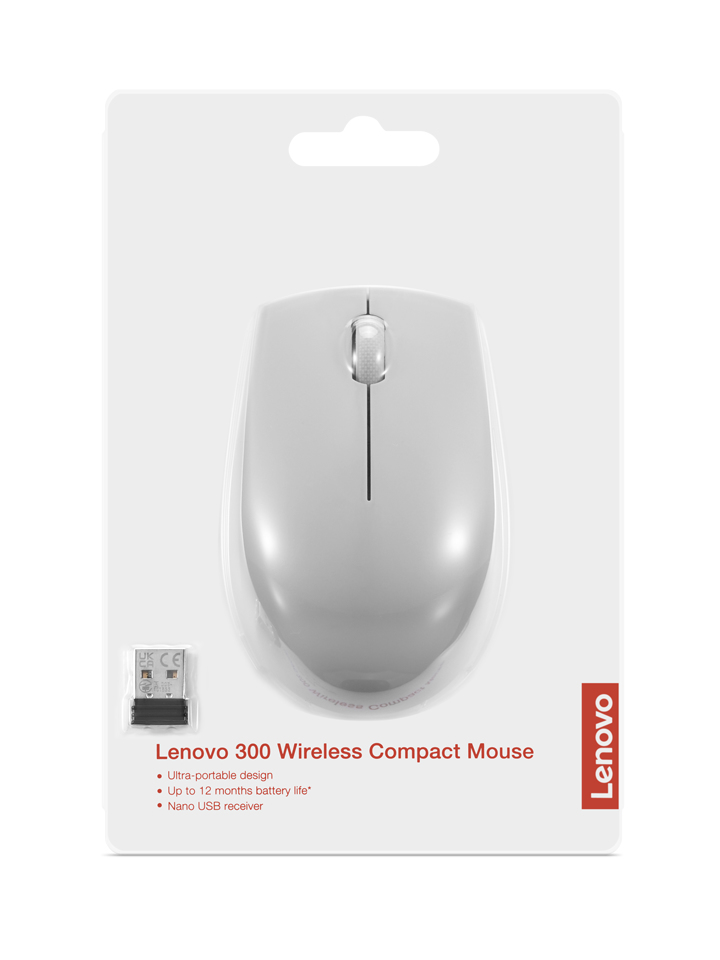 Lenovo 300 Wireless Compact Mouse w/Battery ARCTIC GRAY - Image 6