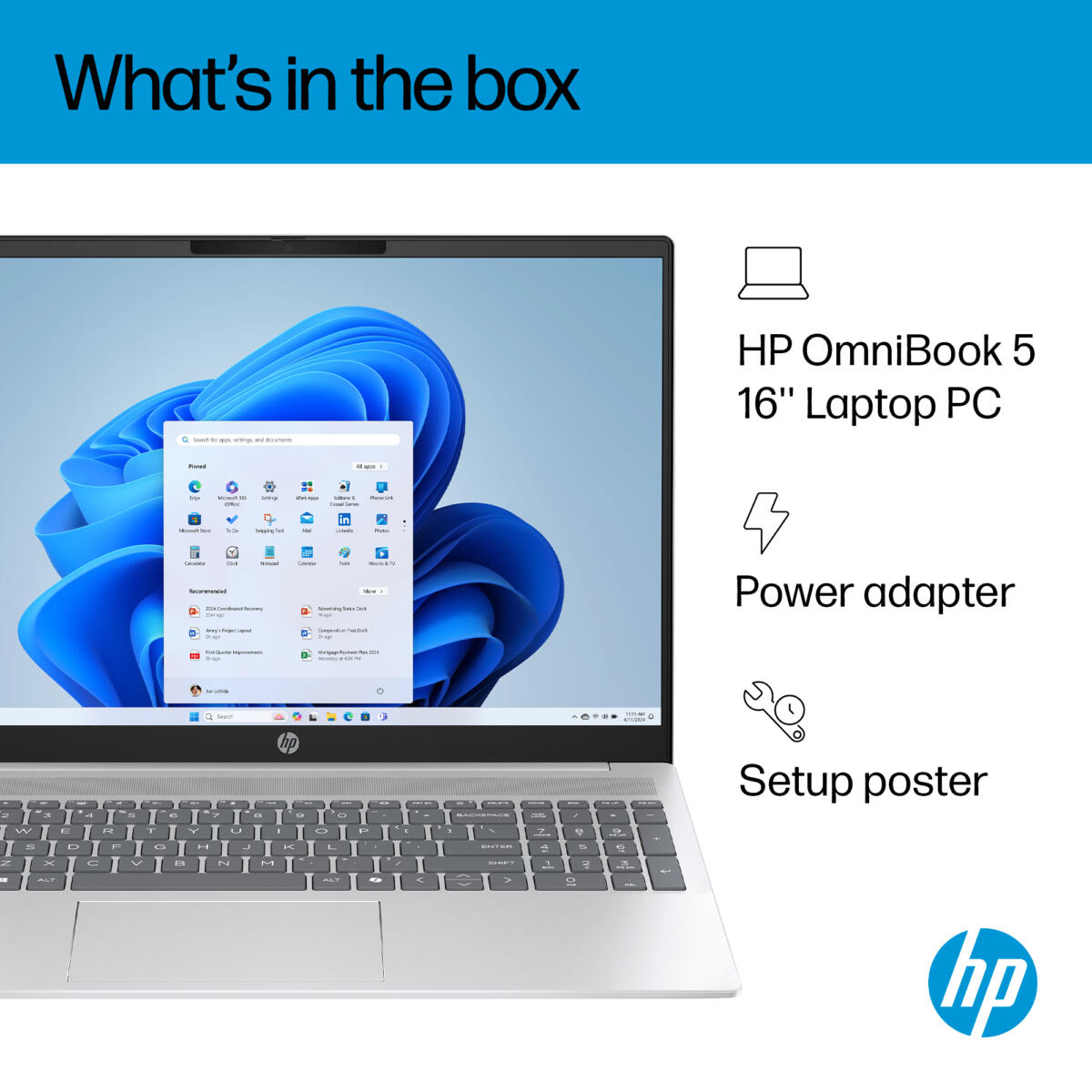 HP OmniBook 5 16-BC1052 Ryzen™ 5 8540U 512GB SSD 8GB 16" WUXGA (1920x1200) WIN11 IR Webcam GLACIER SILVER Backlit Keyboard - Image 6