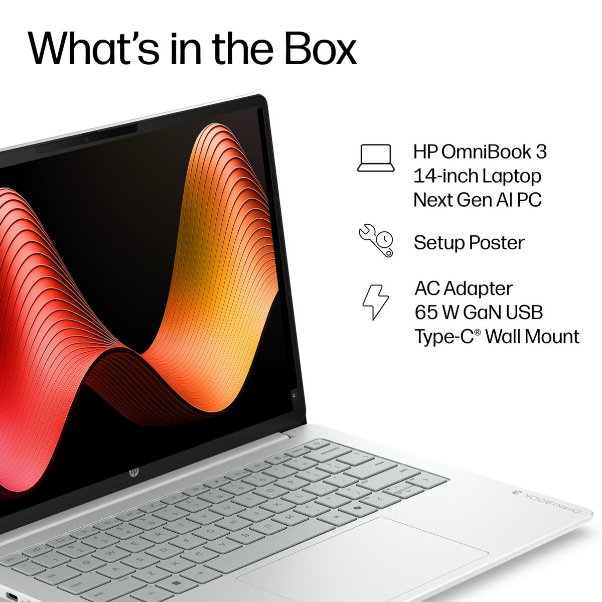 HP OmniBook 3 14-HZ0005 Copilot+ Snapdragon® X X1-26-100 512GB SSD 16GB 14" WUXGA (1920x1200) TOUCHSCREEN WIN11 IR Webcam GLACIER SILVER - Image 4