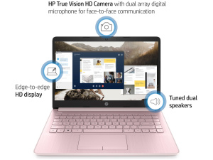 HP 14-CF2112 Celeron® N4120 64GB eMMC 4GB 14" (1366x768) WIN11 ROSE PINK