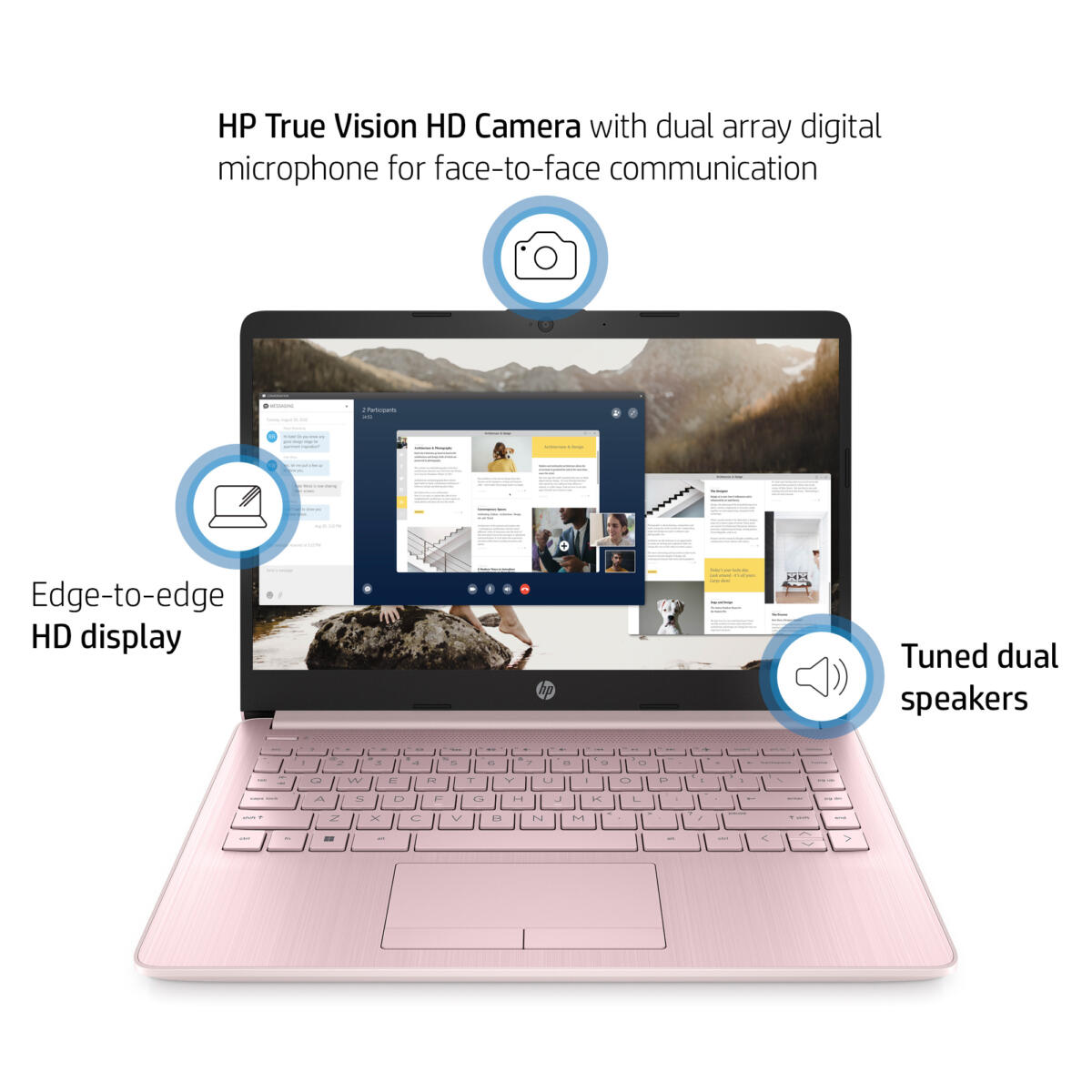 HP 14-CF2112 Celeron® N4120 64GB eMMC 4GB 14" (1366x768) WIN11 ROSE PINK