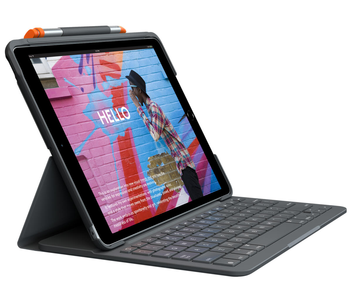Logitech Slim Folio Protective Bluetooth Keyboard Case for 10.2" iPad 9th Gen (Graphite) - Image 3