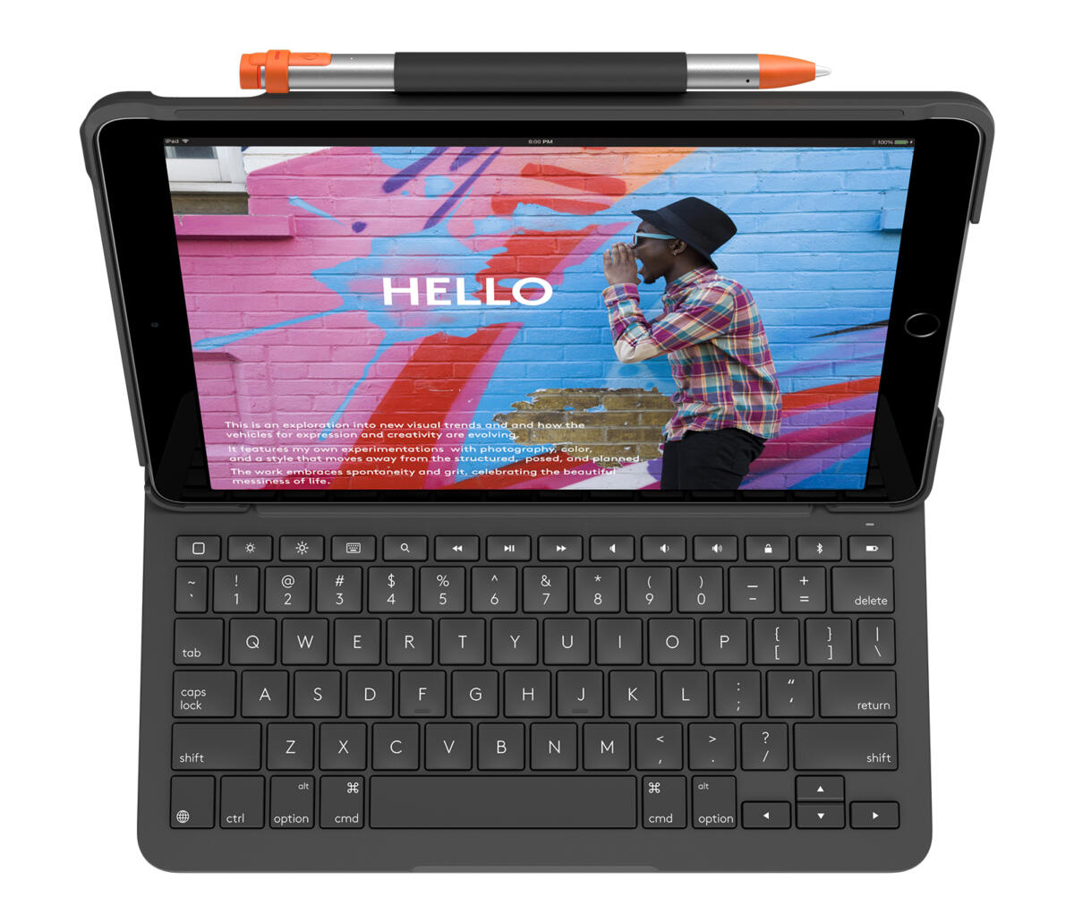 Logitech Slim Folio Protective Bluetooth Keyboard Case for 10.2" iPad 9th Gen (Graphite) - Image 2