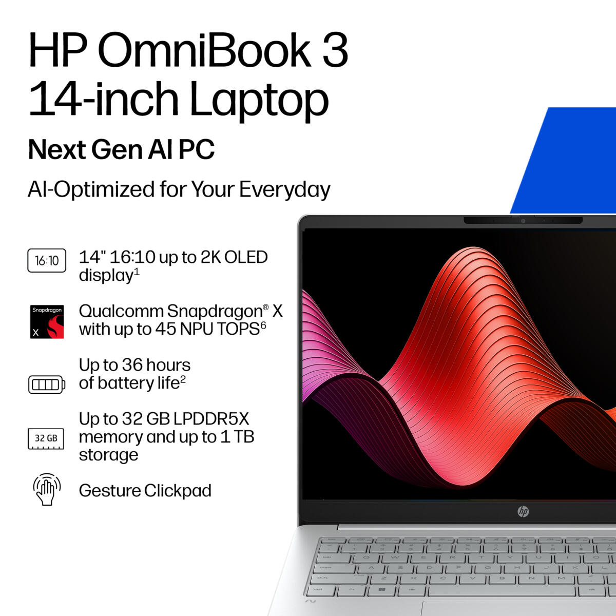 HP OmniBook 3 14-HZ0053 Copilot+ Snapdragon® X X1-26-100 512GB SSD 16GB 14" WUXGA (1920x1200) TOUCHSCREEN WIN11 IR Webcam IRON GRAY Backlit Keyboard - Image 2