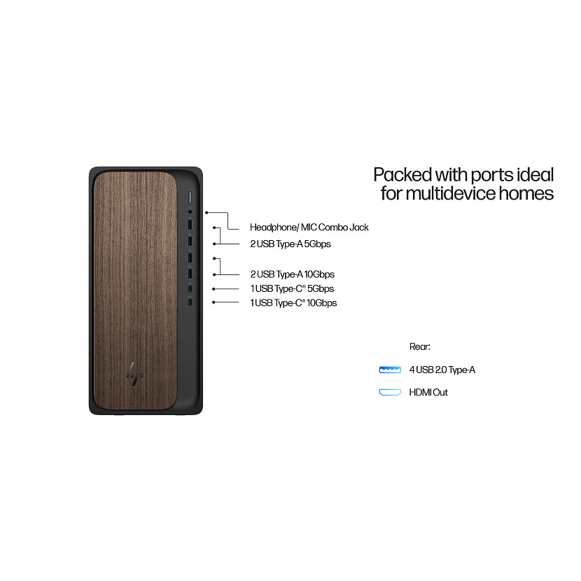 HP OmniDesk M03-0057 TOWER Core™ Ultra 7 265 1TB SSD 32GB WIN11 Keyboard Mouse DARK WOOD / BLACK - Image 5