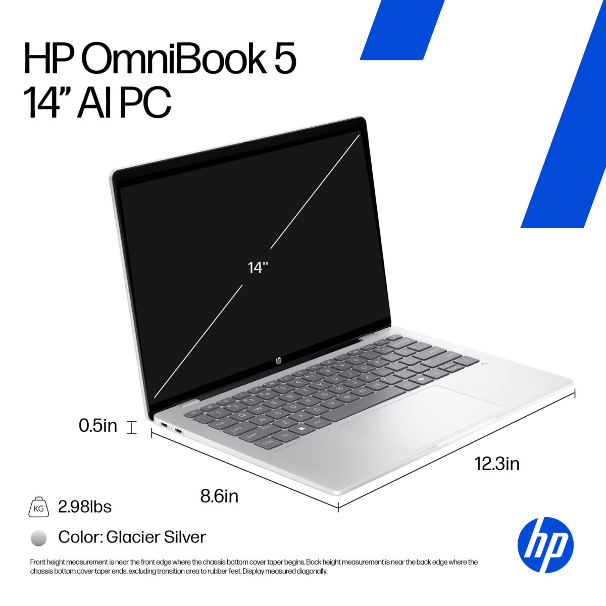 HP OmniBook 5 NGAI 14-HE0007 Snapdragon® X1-26-100 2562GB SSD 16GB 14" (1920x1200) OLED WIN11 GLACIER SILVER Backlit Keyboard US Sales Only - Image 6