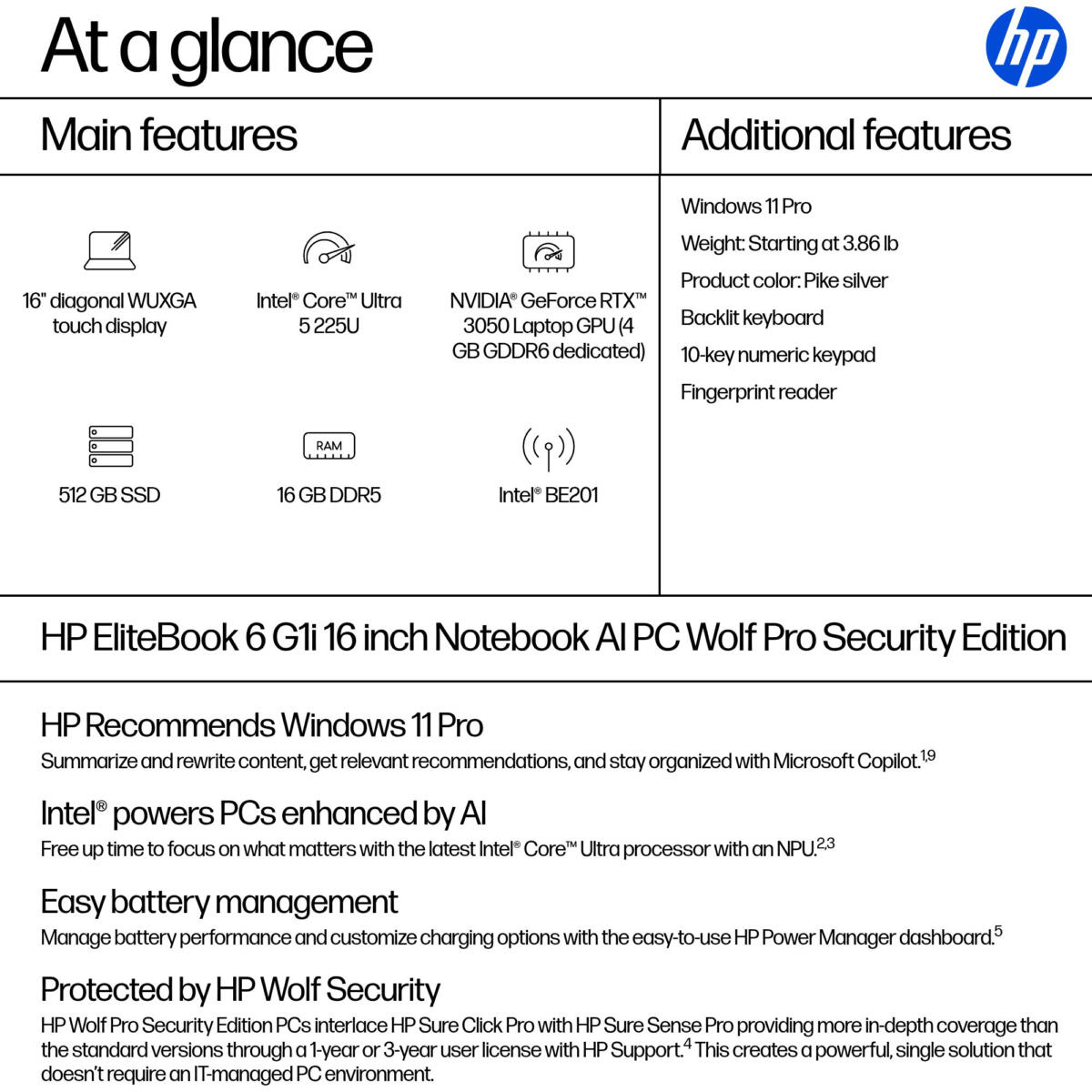 HP EliteBook 6 G1 Core™ Ultra 5 225U 512GB SSD 16GB 16" (1920x1200) TOUCHSCREEN WIN11 Pro Backlit Keyboard FP Reader - Image 4